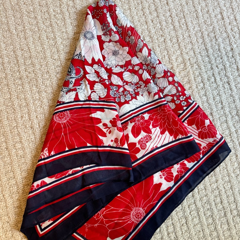 Floral Red, White and Blue Scarf